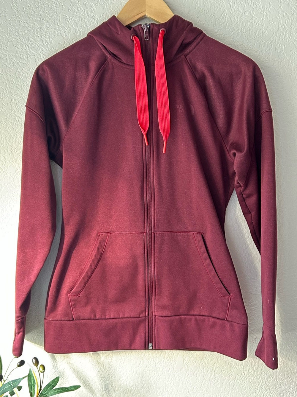 The North Face Women's Burgundy Full-Zip Hoodie with Red Drawcords